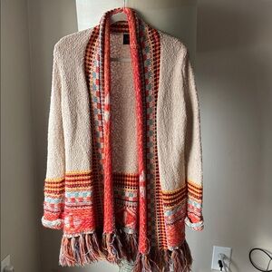 Anthropologie Cream and Orange Knit Cardigan (by La Fee Verte)